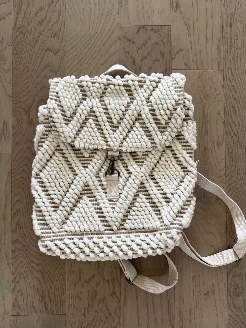 Panache Cream Handwoven Macramé Backpack